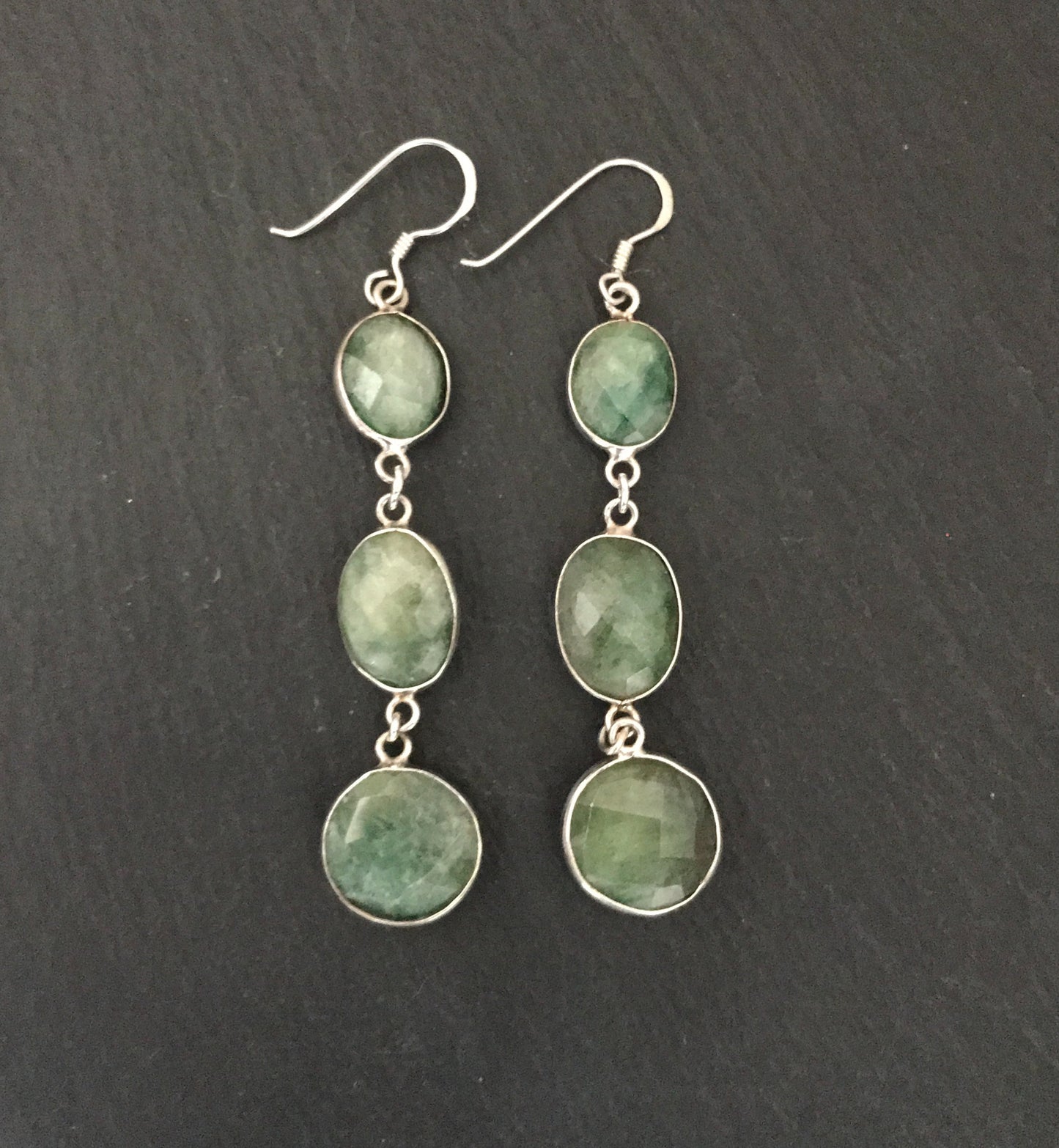 Emerald and Silver Earrings image 2