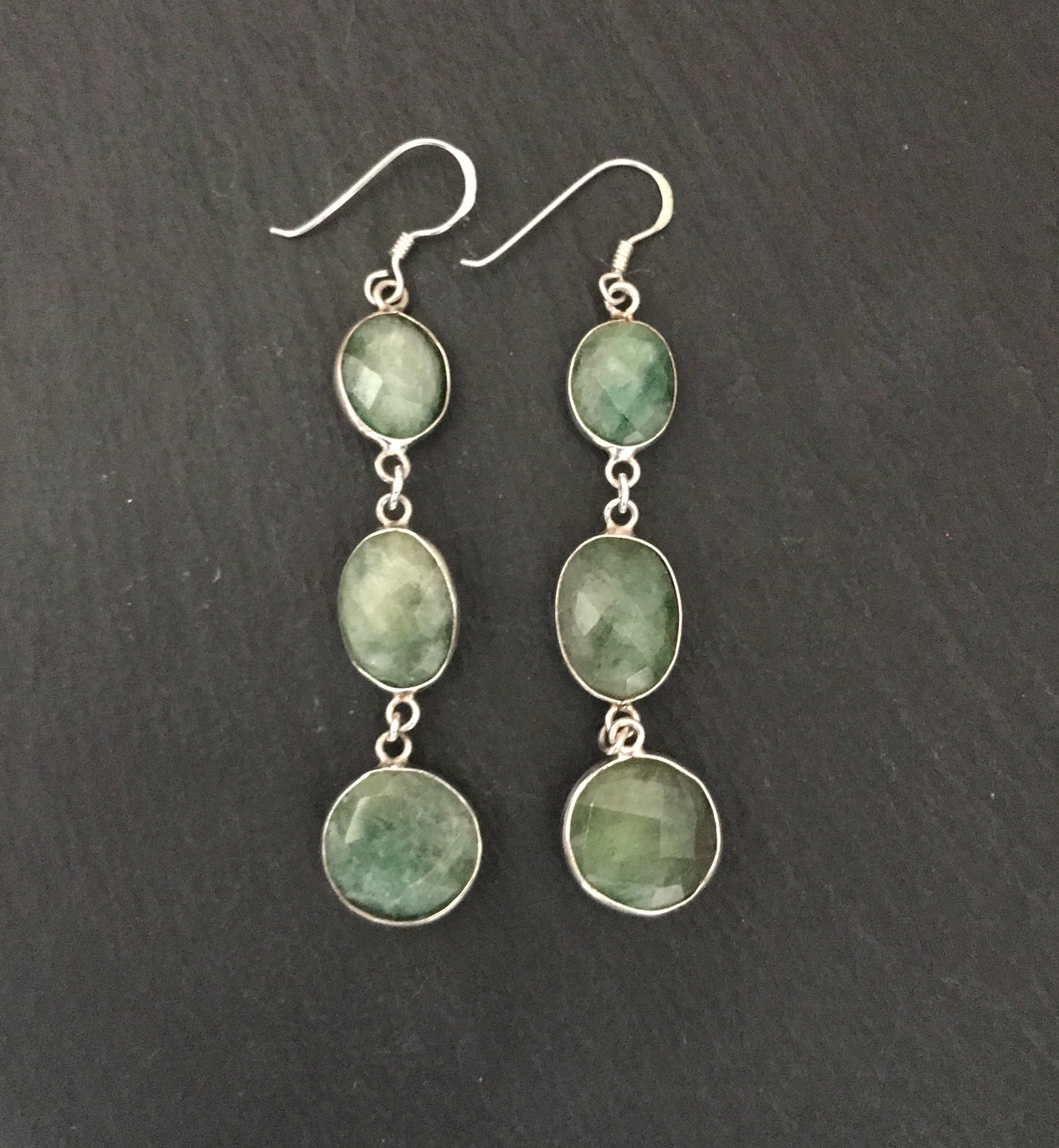 Emerald and Silver Earrings image 2