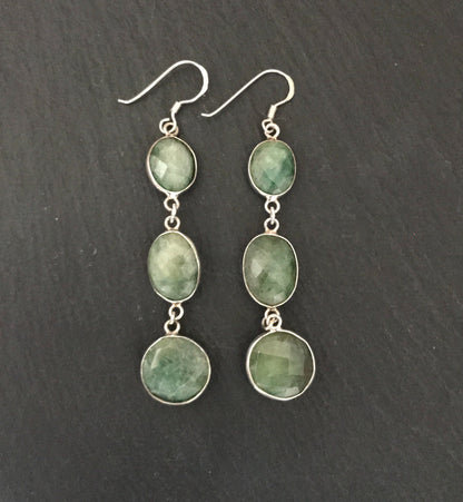 Emerald and Silver Earrings image 2