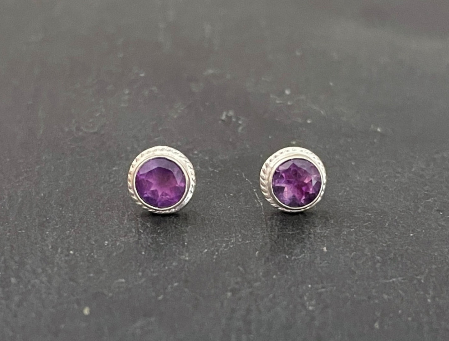 Amethyst Round Stud Earrings image 0