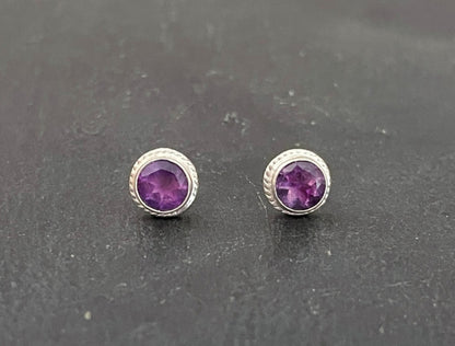 Amethyst Round Stud Earrings image 0