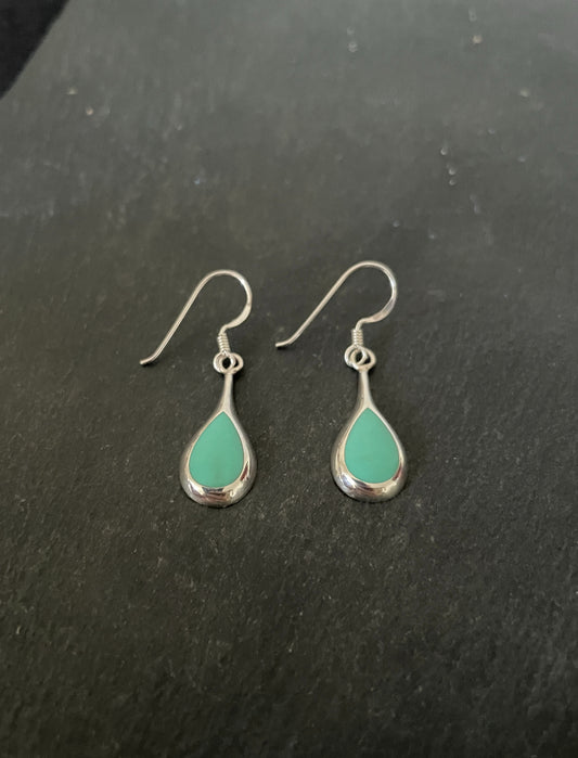 Turquoise and Silver Teardrop Earrings image 1