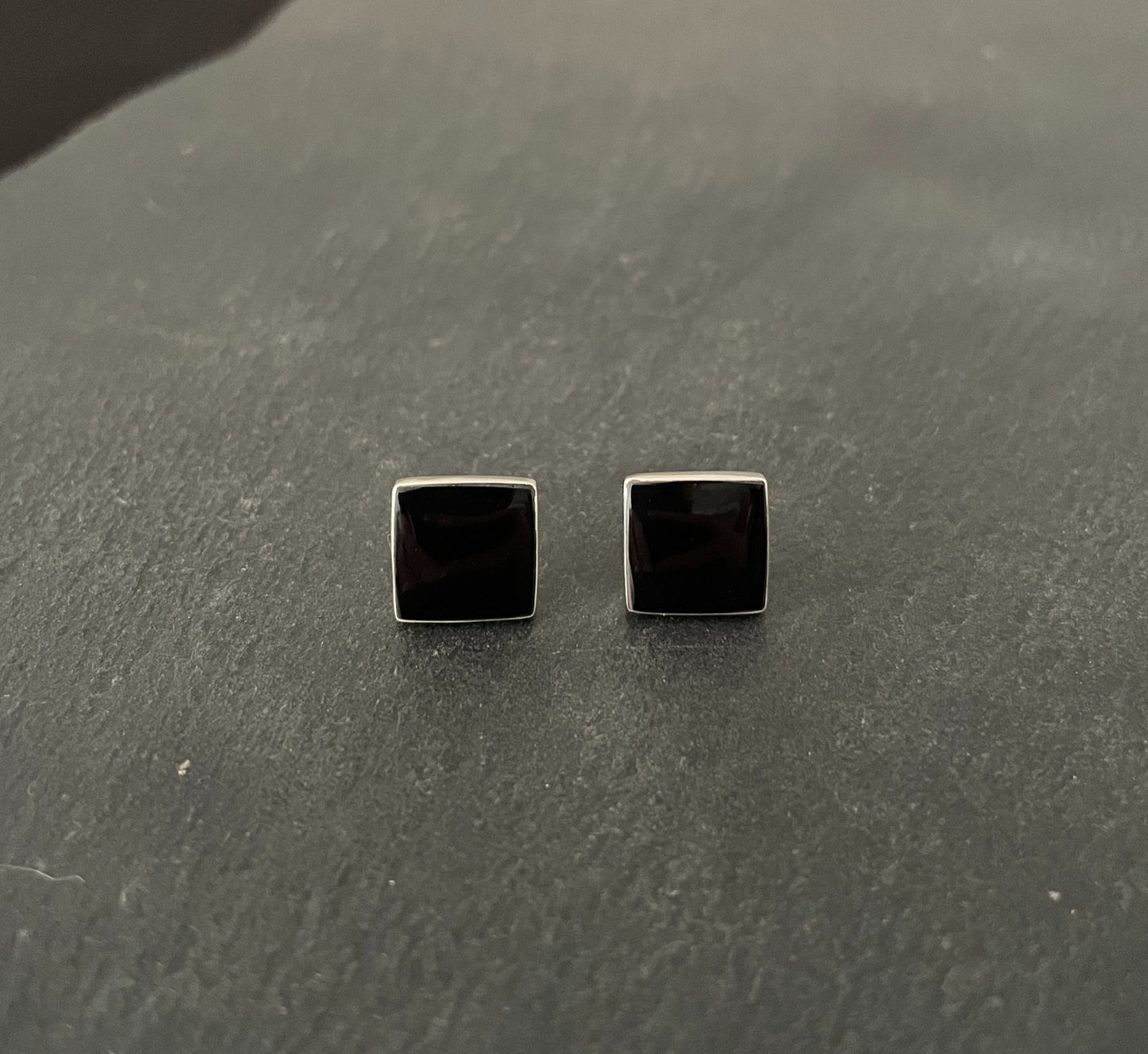 Black Onyx Square Stud Earrings image 0