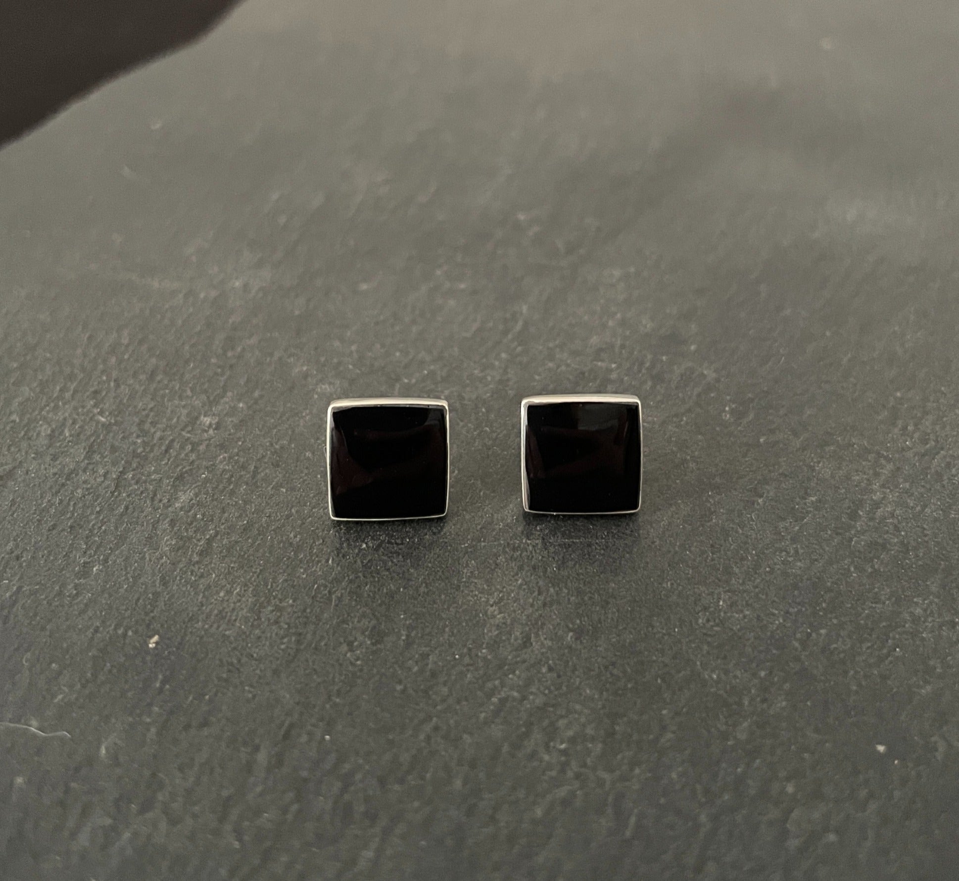 Black Onyx Square Stud Earrings image 0