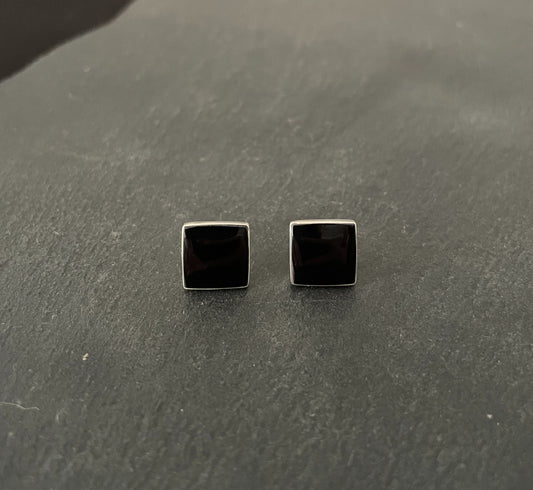 Black Onyx Square Stud Earrings image 0