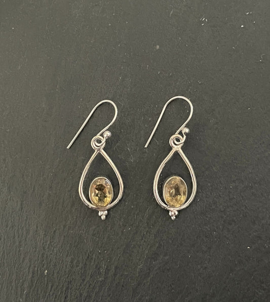 Citrine and Silver Teardrop Earrings image 0
