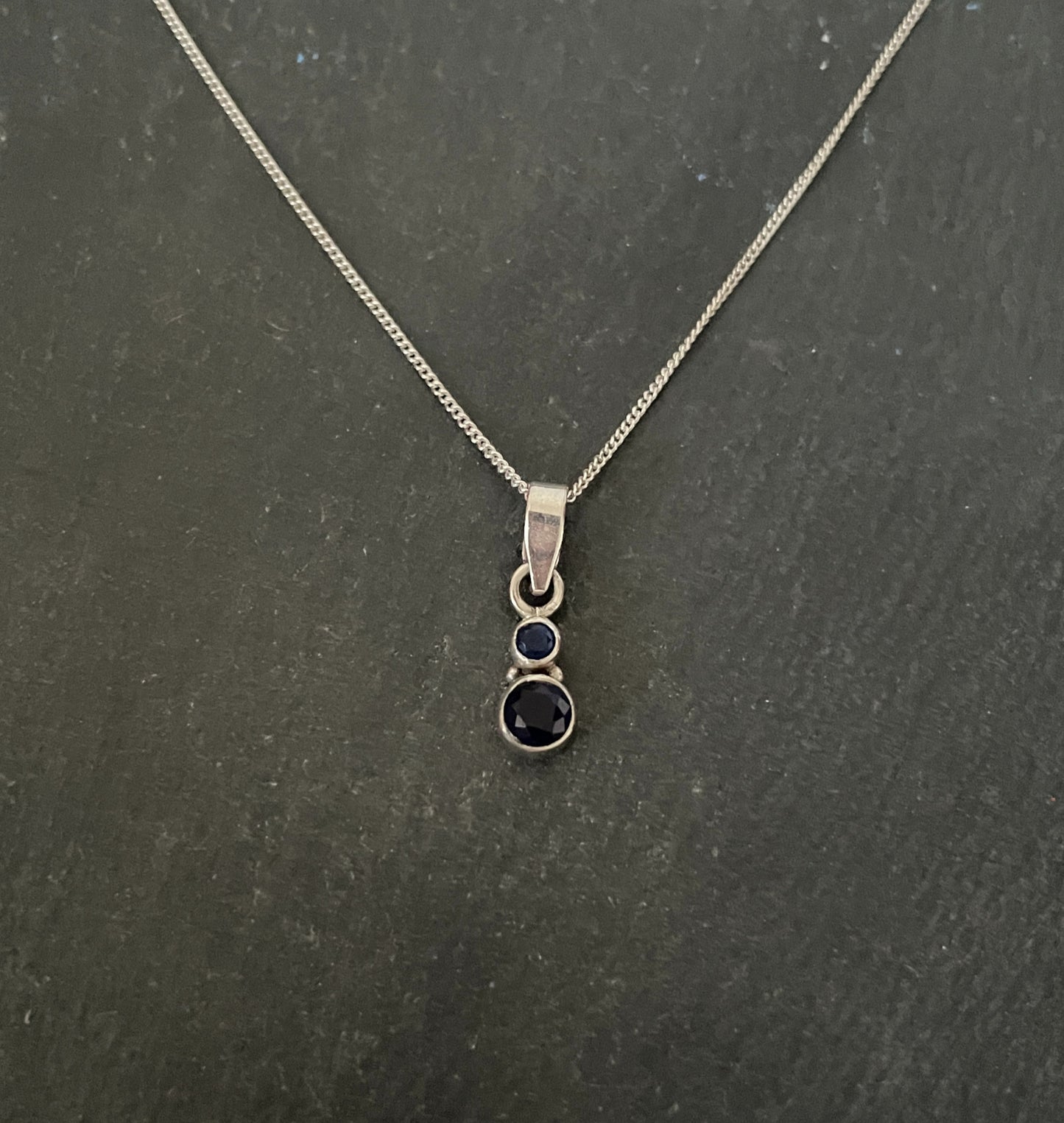 Sapphire and Silver Round Pendant image 0