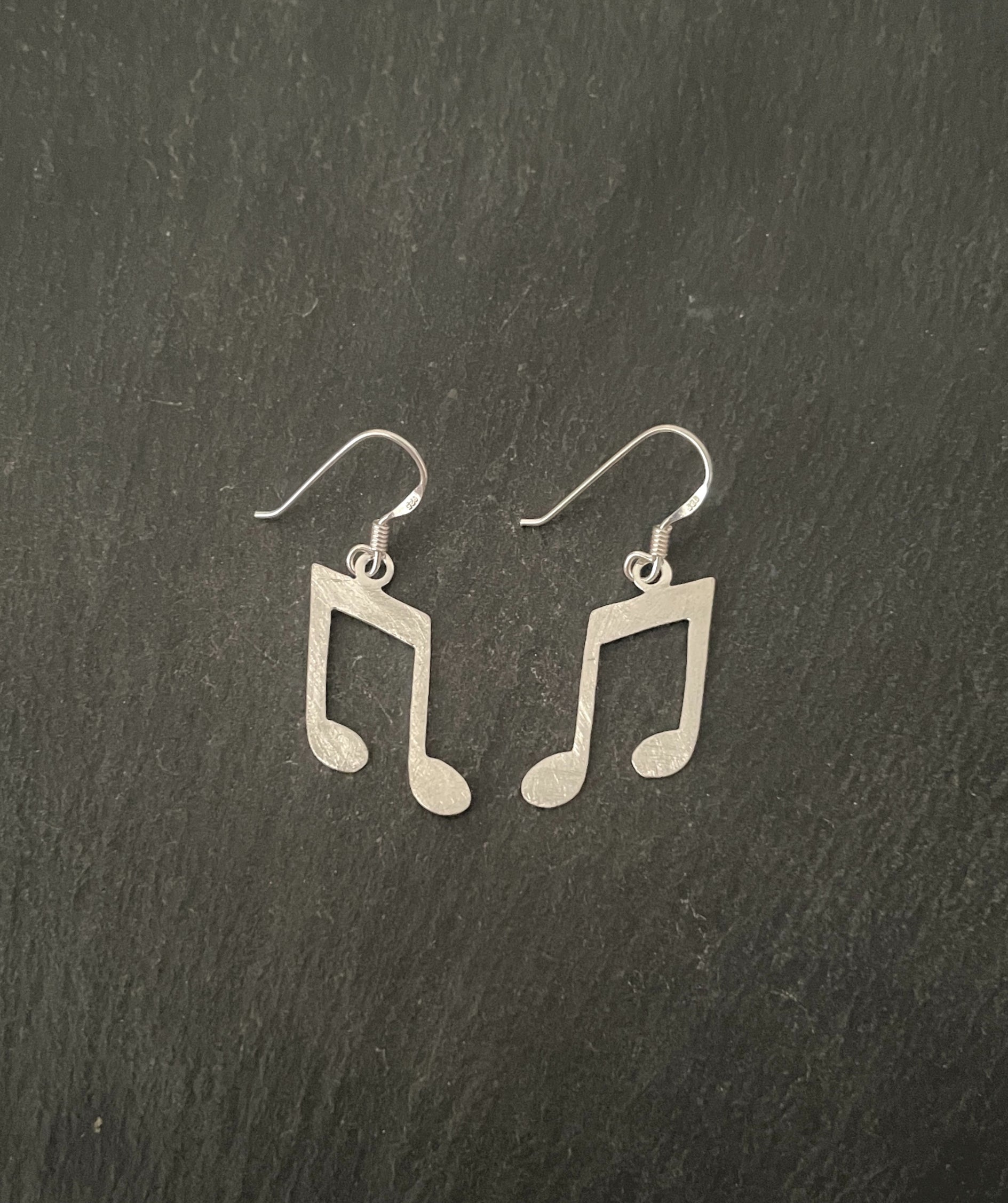 Satin Finish Silver Music Note Earrings image 0