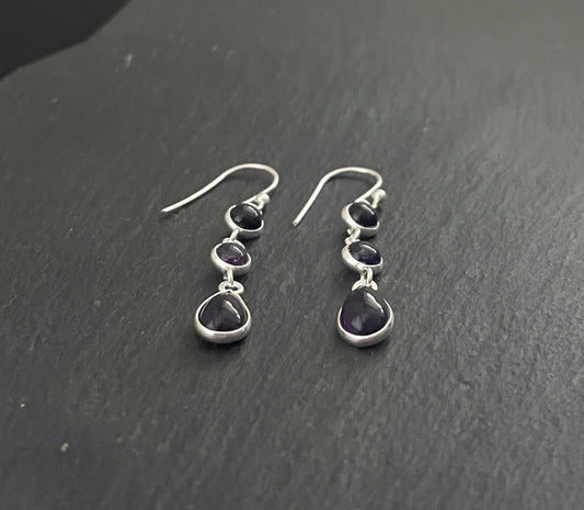 Amethyst and Silver Earrings image 1