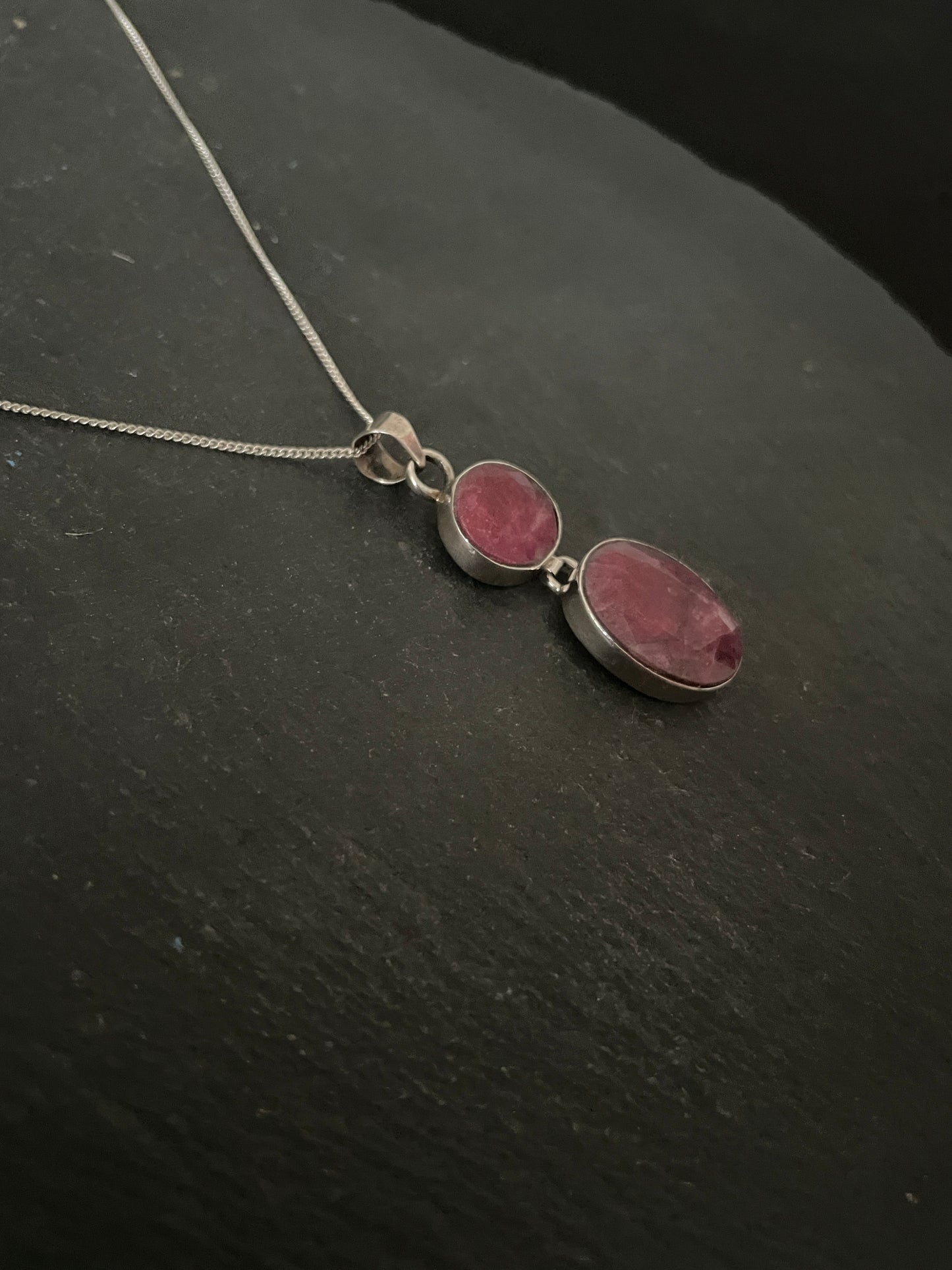 Two Stone Oval Ruby Pendant image 1