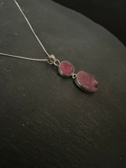 Two Stone Oval Ruby Pendant image 1