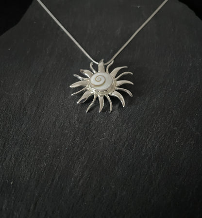 Shiva Shell and Silver Sun Pendant image 1