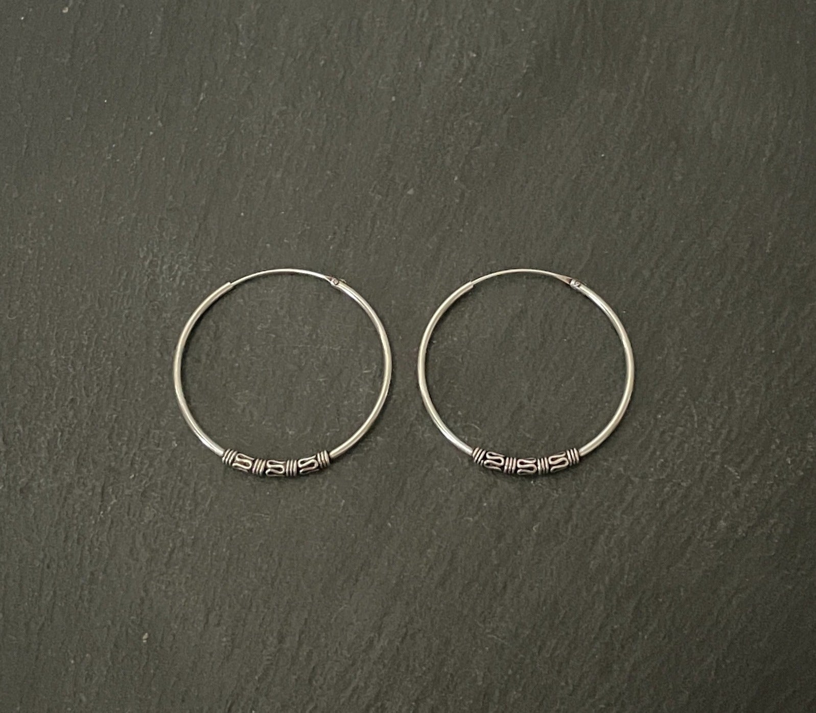 Round Silver Hoops image 0
