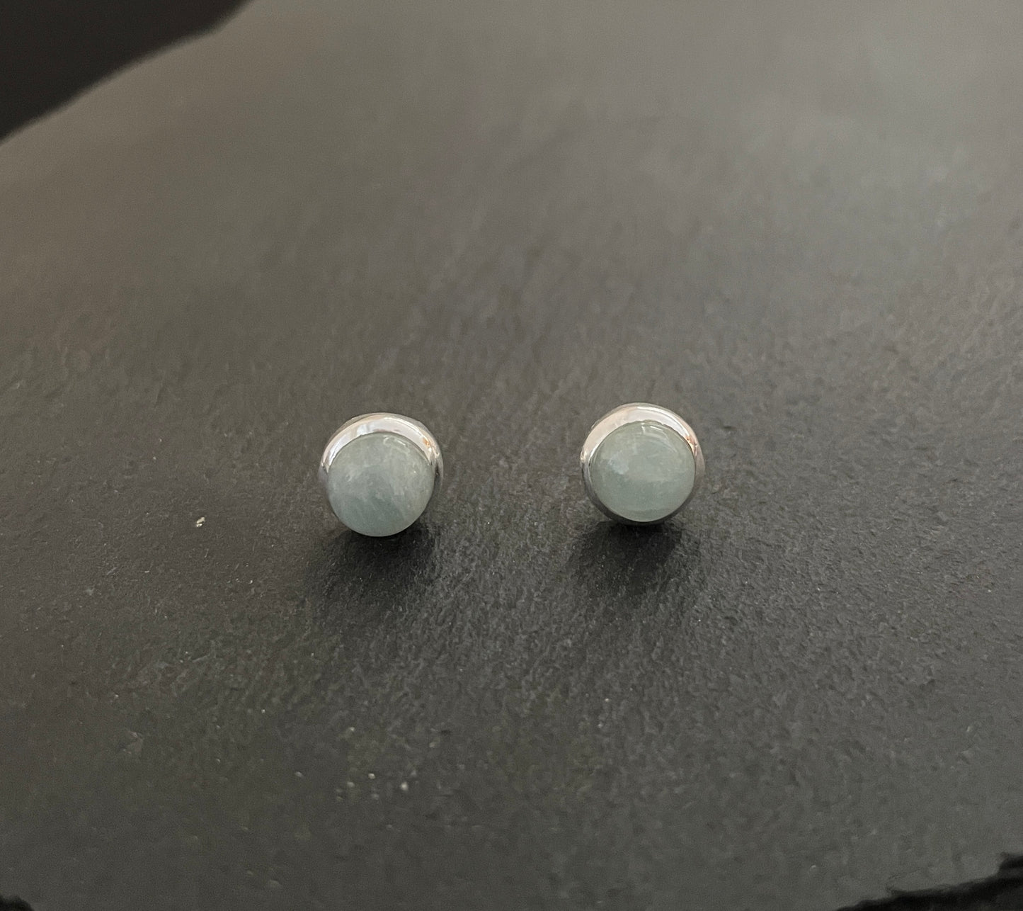 Aquamarine Round Stud Earrings image 0