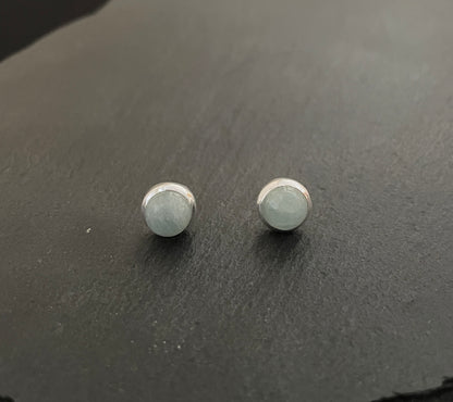Aquamarine Round Stud Earrings image 0