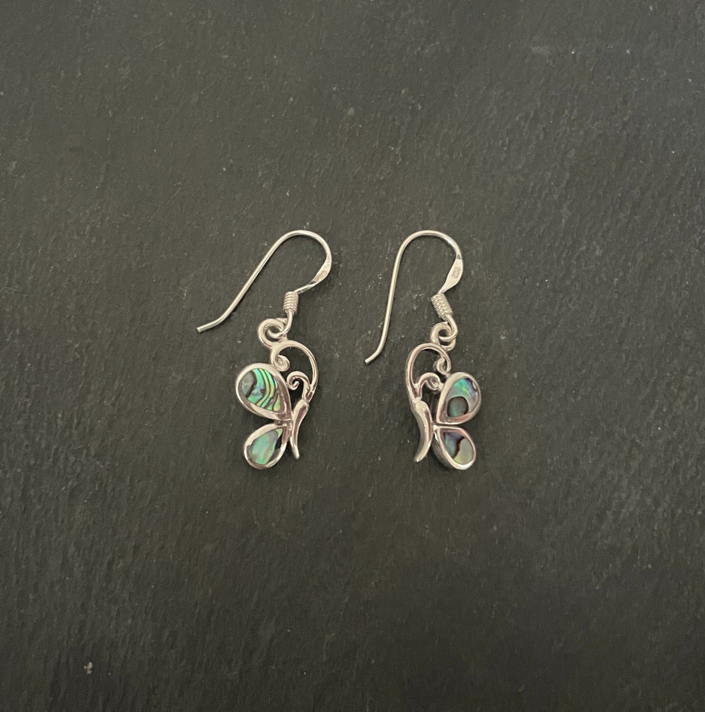 Paua Shell and Silver Butterfly Earrings image 0