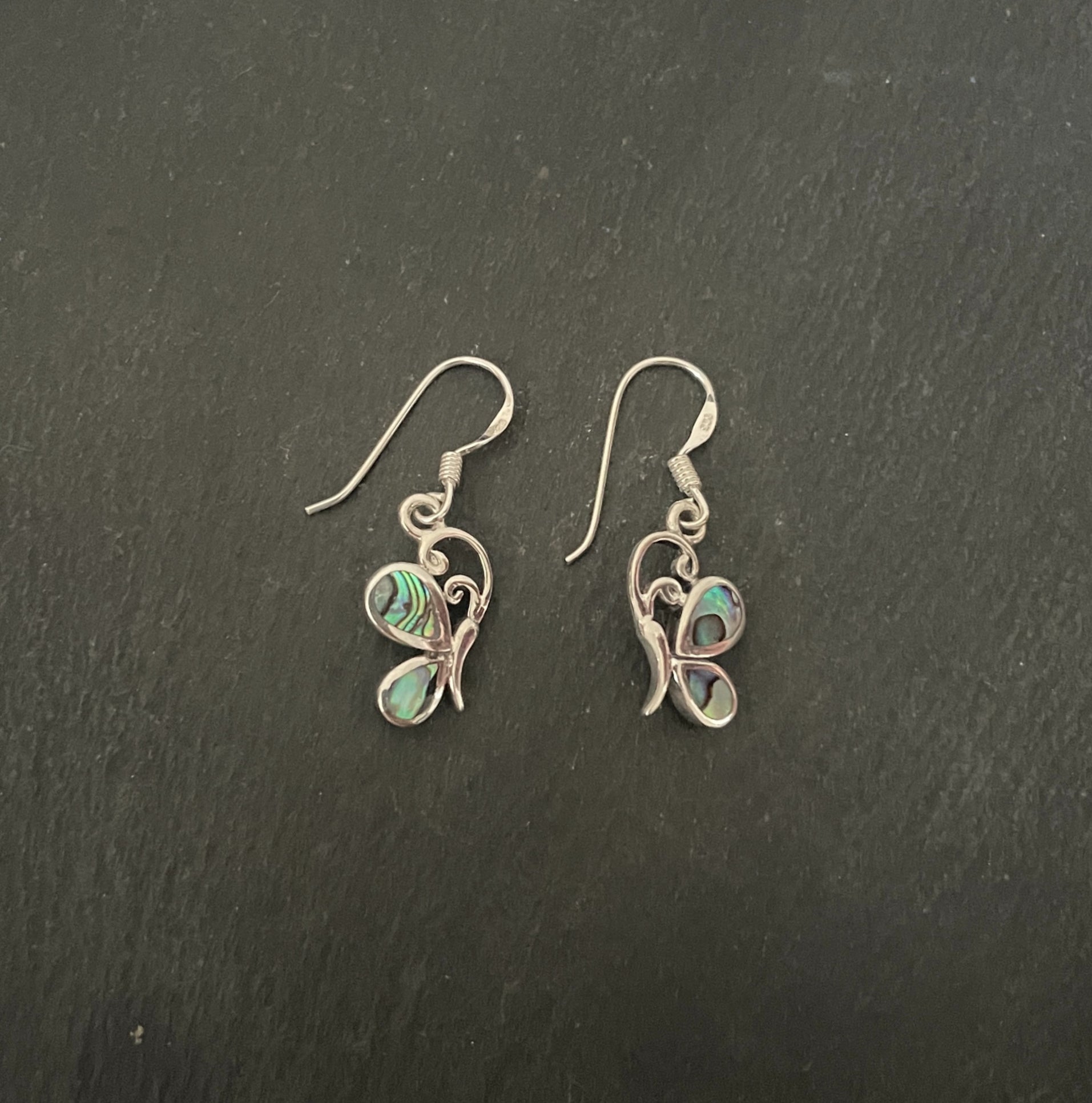 Paua Shell and Silver Butterfly Earrings image 0