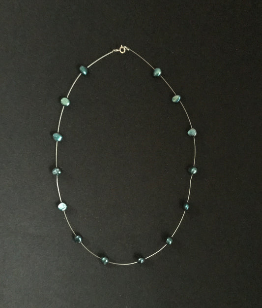 Dark Blue Pearl Necklace image 0