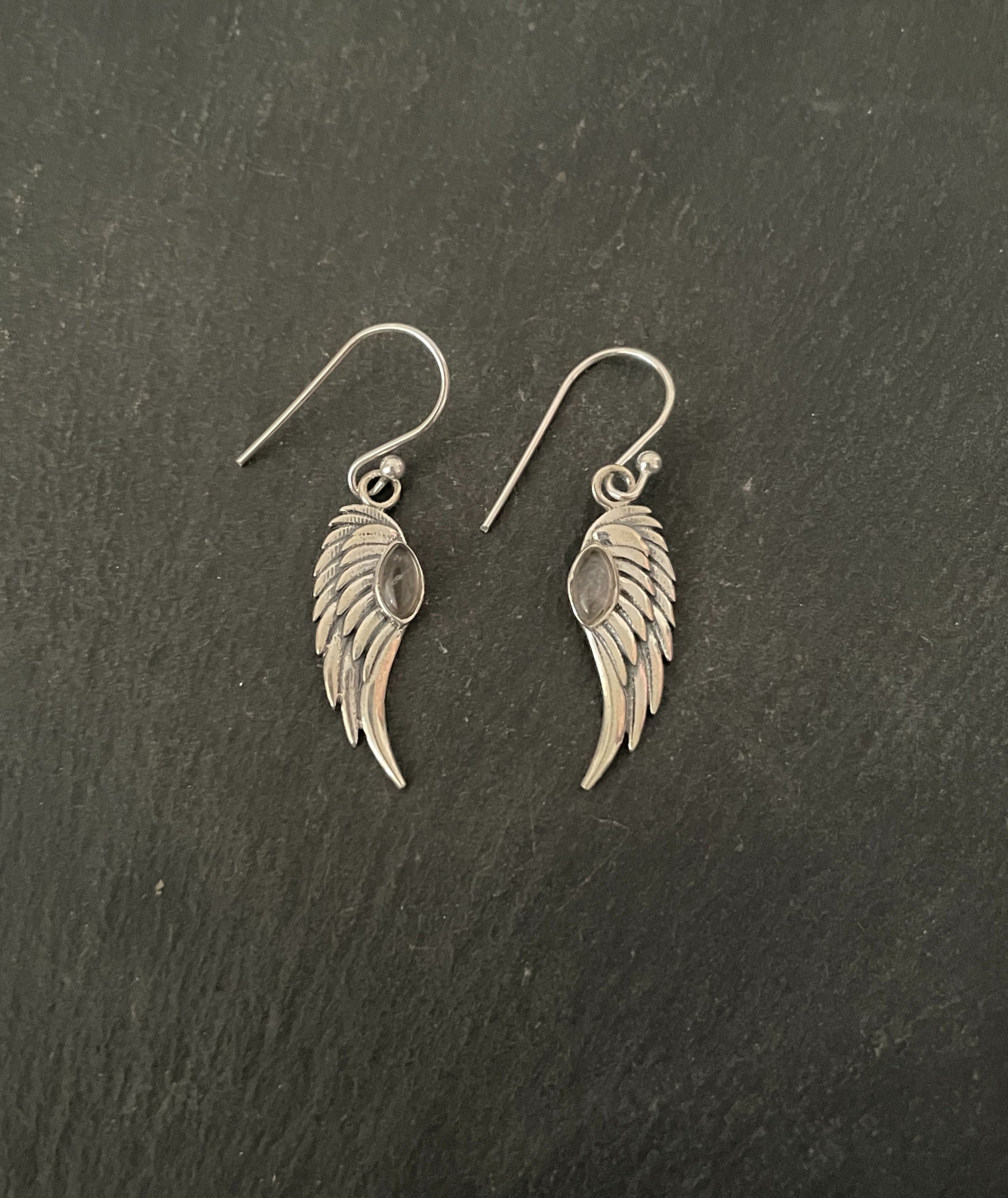 Rose Quartz Angel Wing Earrings image 0