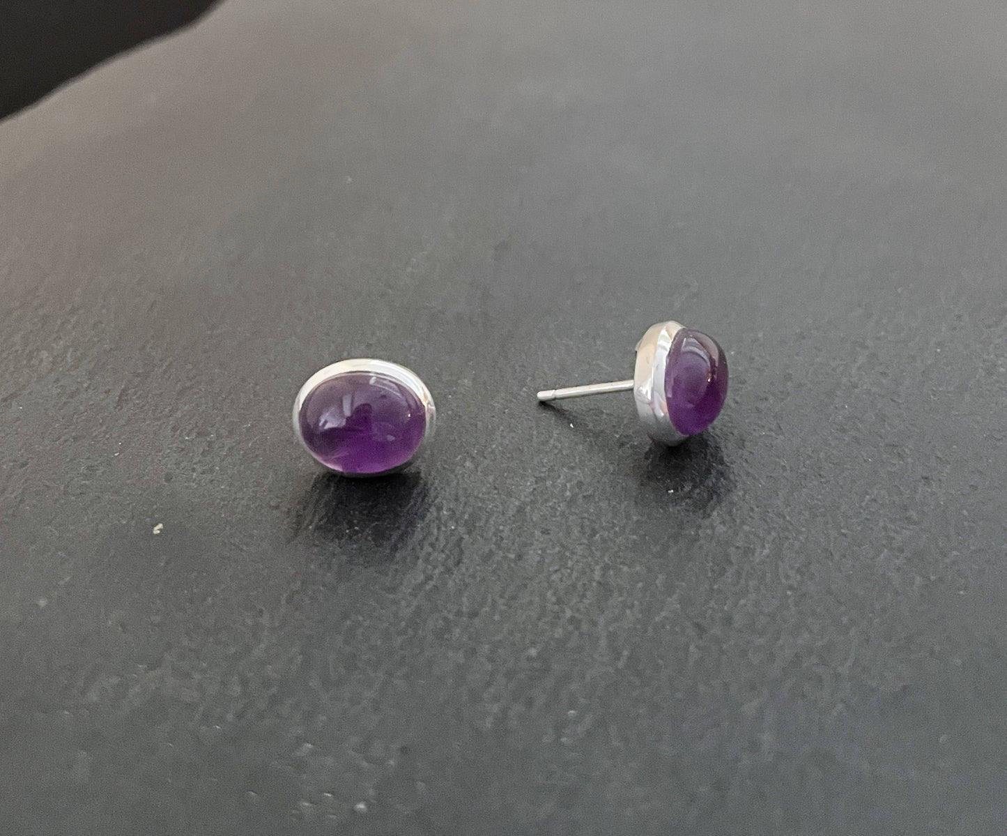 Amethyst Oval Stud Earrings image 1