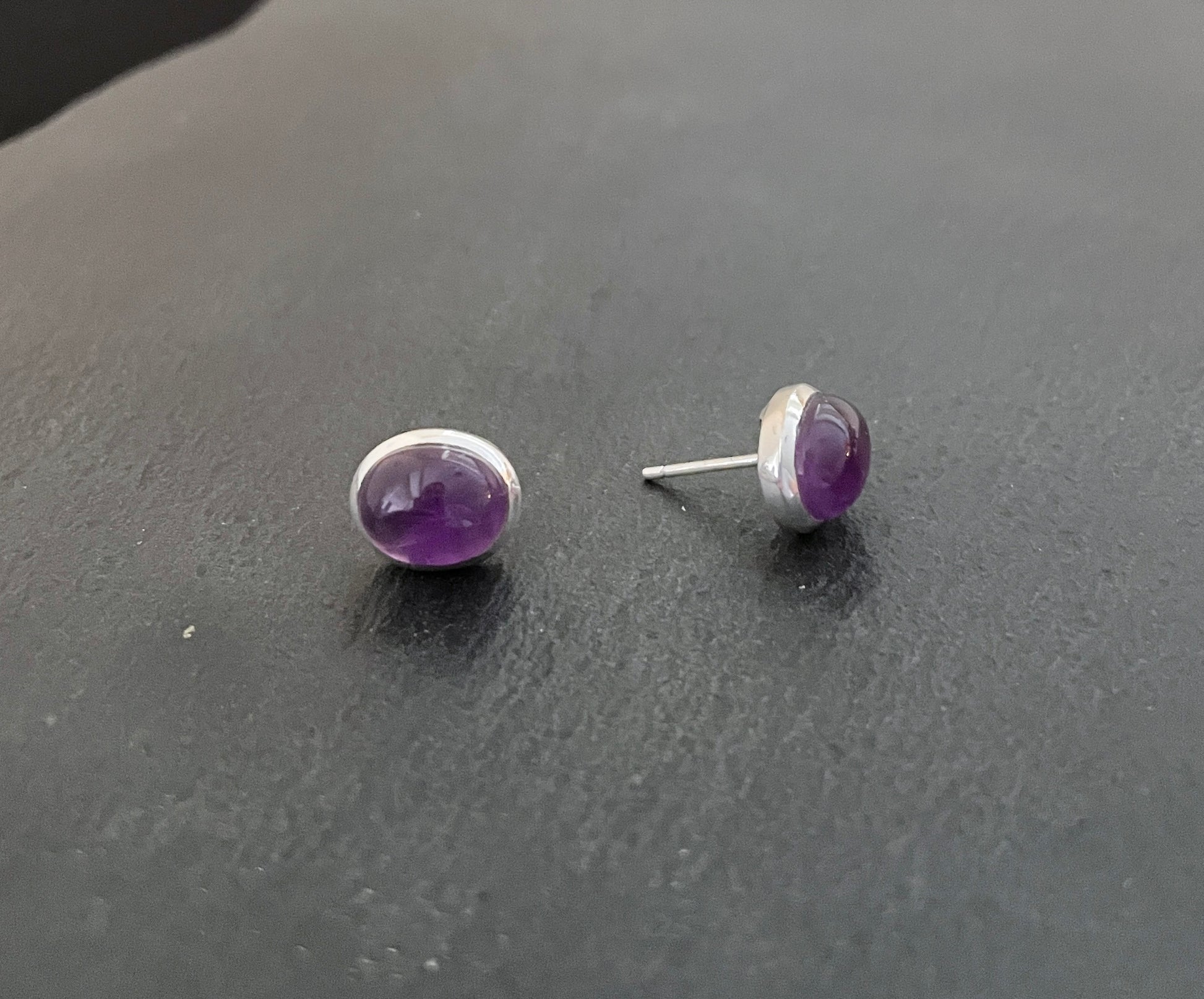 Amethyst Oval Stud Earrings image 1