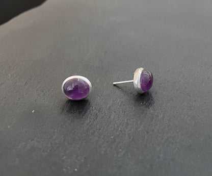 Amethyst Oval Stud Earrings image 1