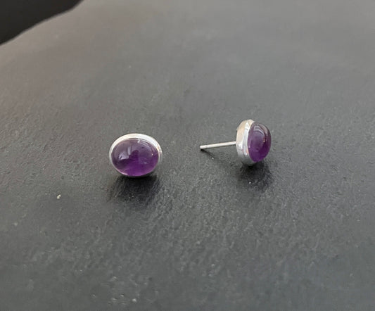 Amethyst Oval Stud Earrings image 1