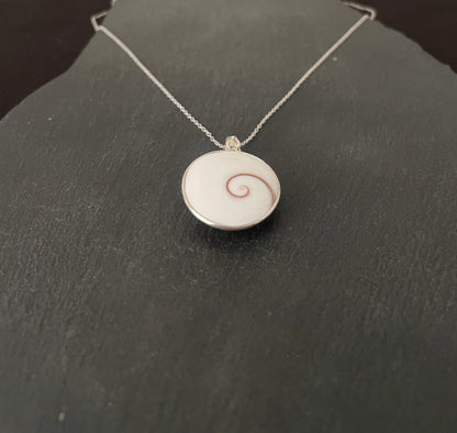 Shiva Shell and Silver Oval Pendant image 1