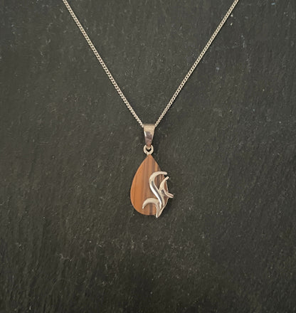 Tiger's Eye Teardrop and Silver Pendant image 0