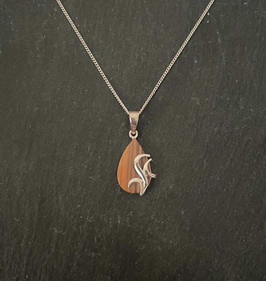 Tiger's Eye Teardrop and Silver Pendant image 0