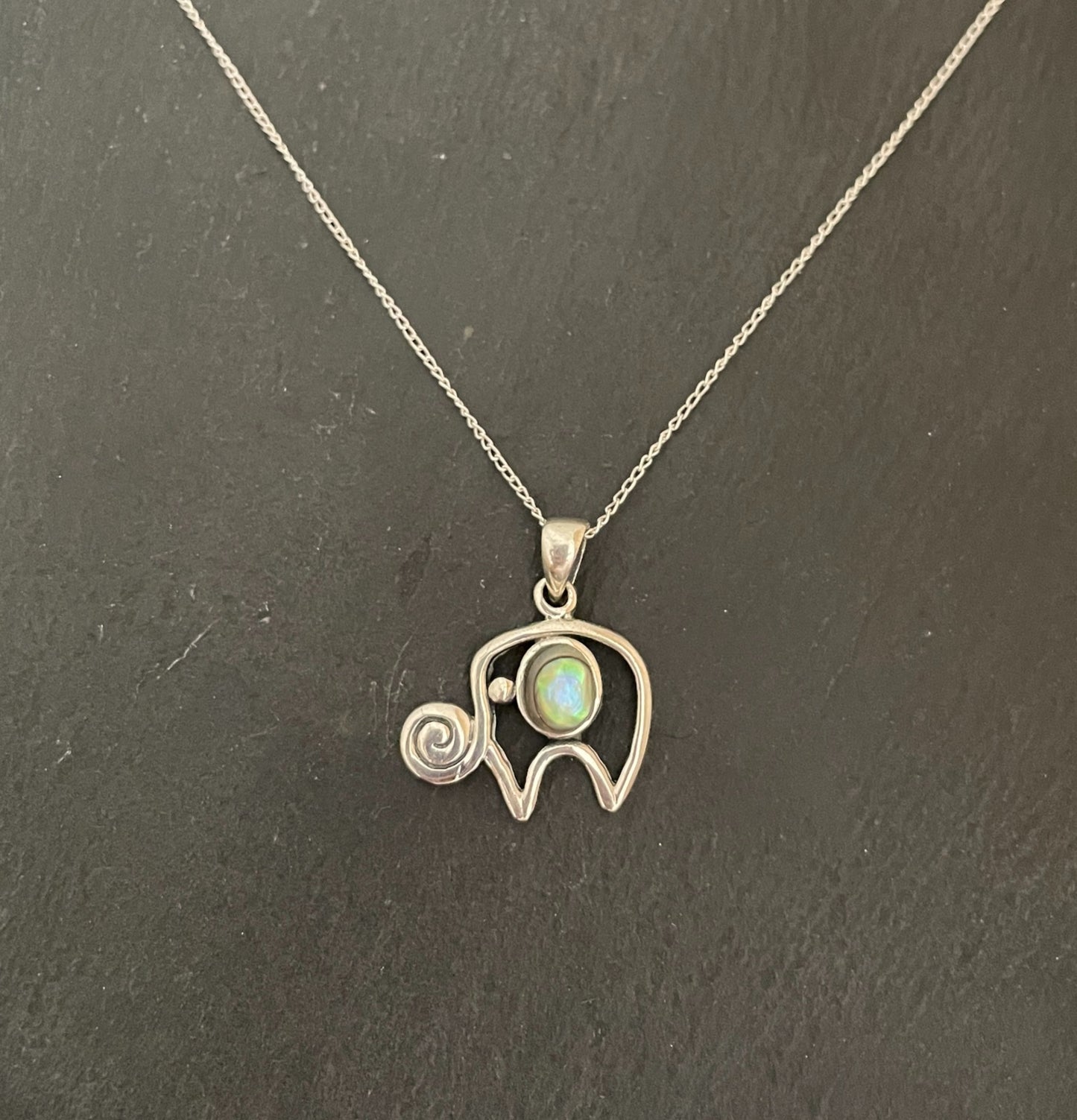 Paua Shell Elephant Pendant image 0
