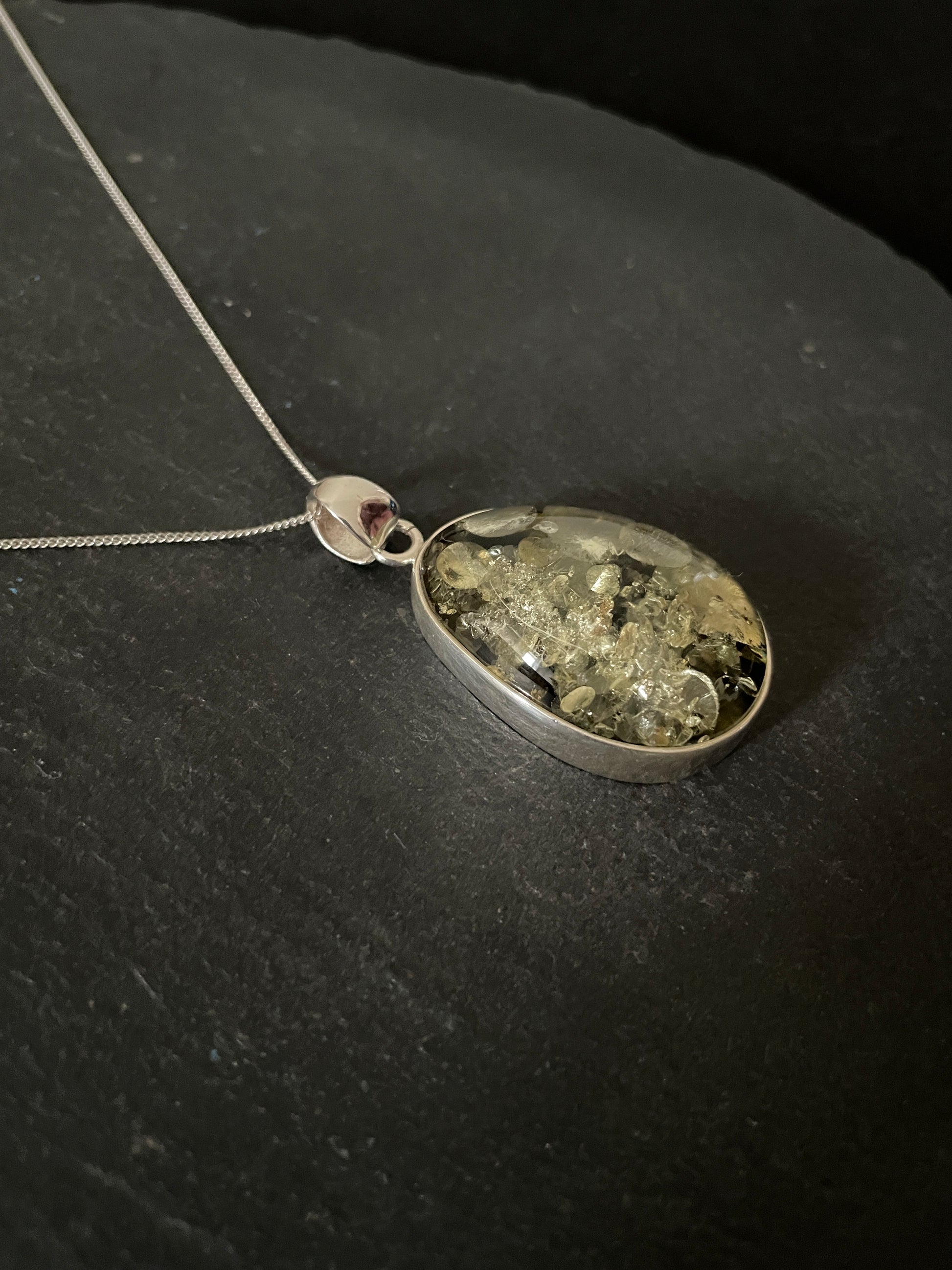 Green Amber and Silver Pendant image 2