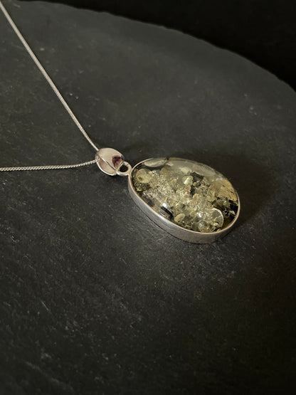 Green Amber and Silver Pendant image 2