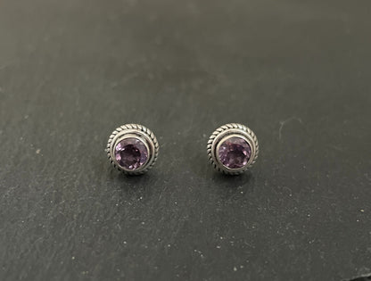 Amethyst Round Stud Earrings image 0