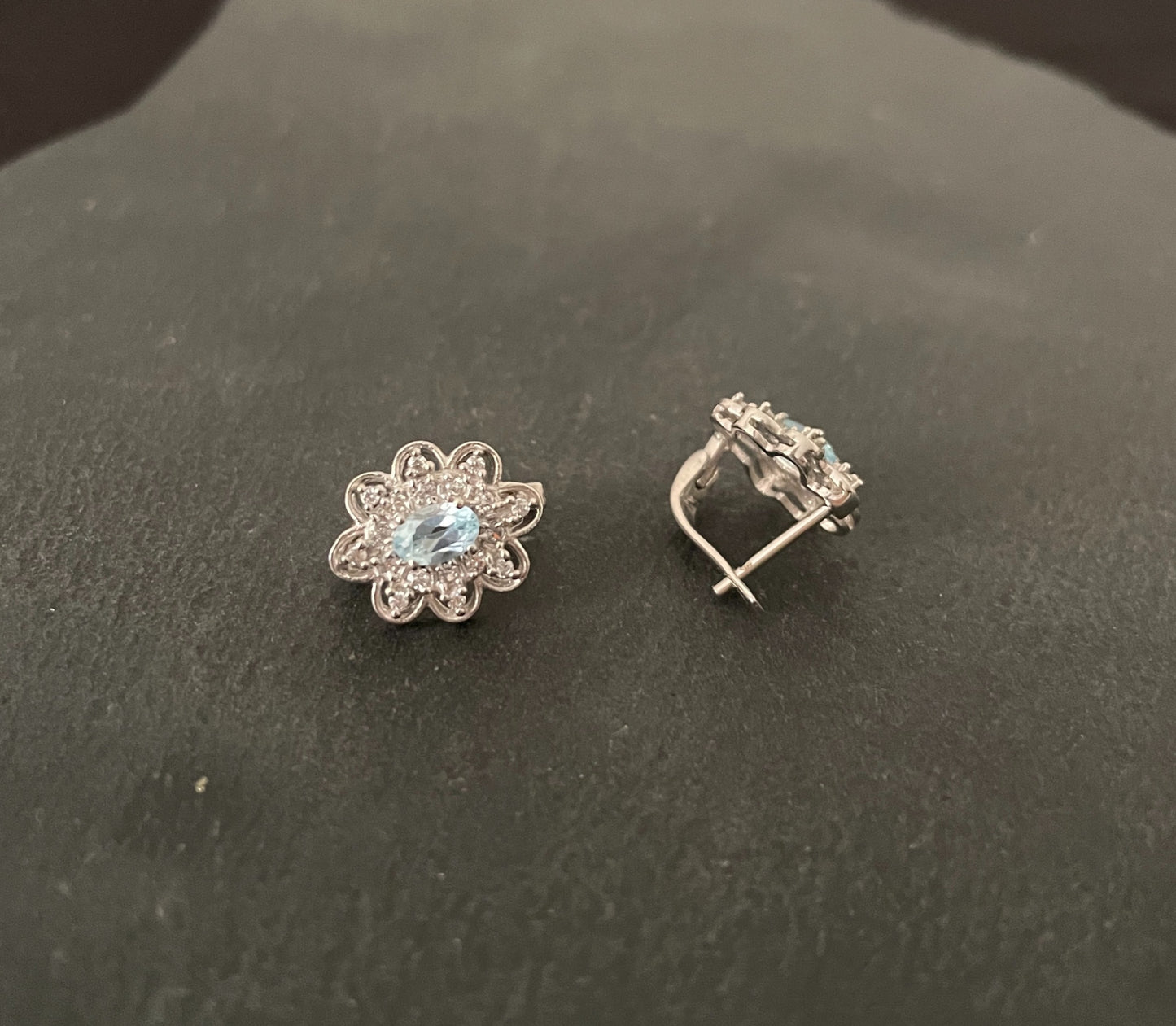 Blue Topaz and Cubic Zirconia Studs image 1