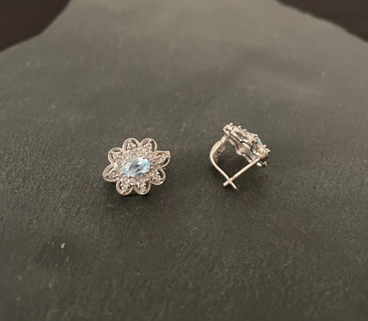 Blue Topaz and Cubic Zirconia Studs image 1