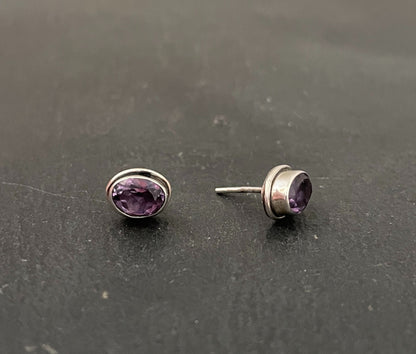 Amethyst Oval Stud Earrings image 1