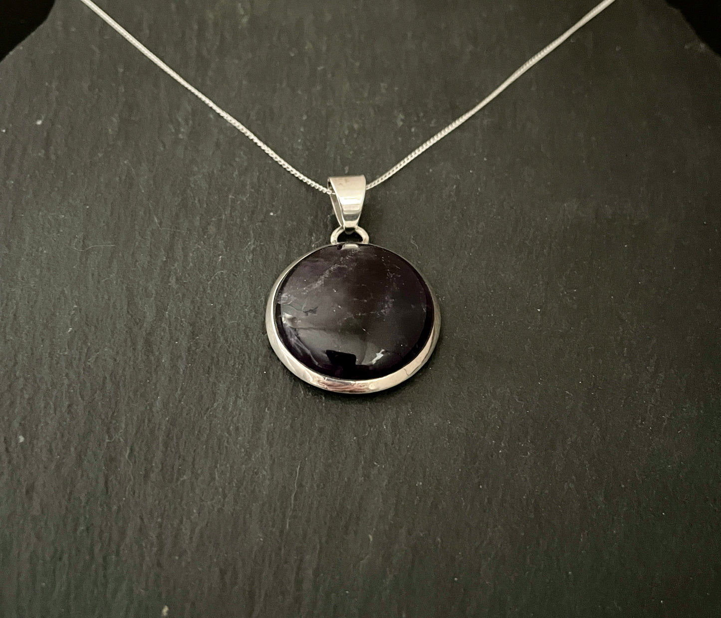 Round Amethyst and Silver Pendant image 2