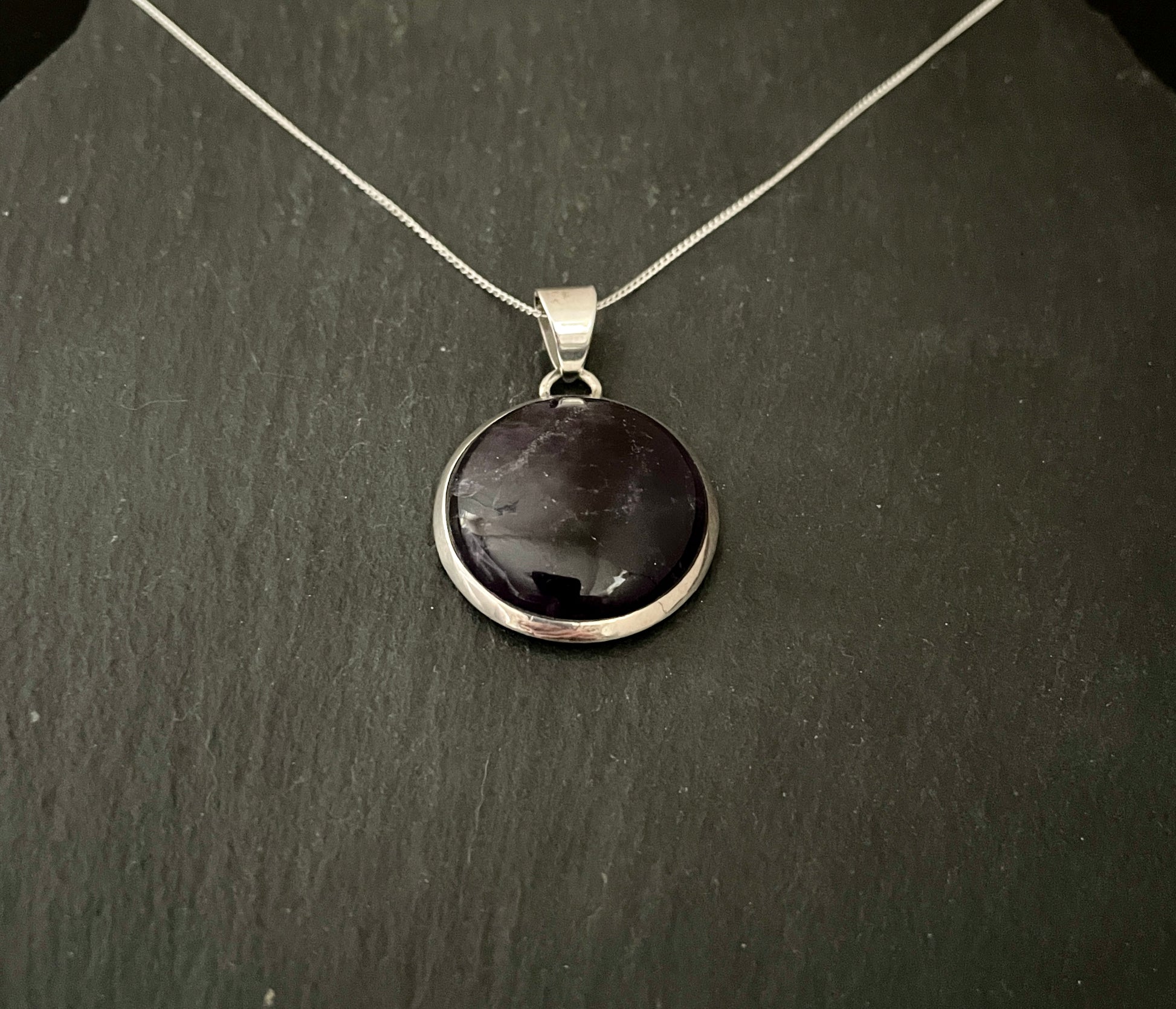 Round Amethyst and Silver Pendant image 2