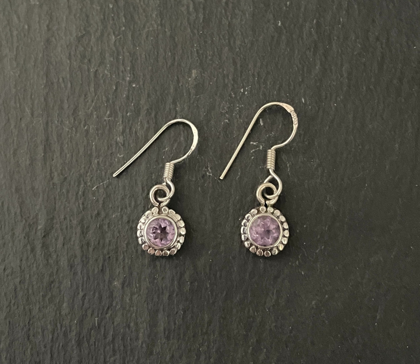 Amethyst and Silver Round Earrings image 0