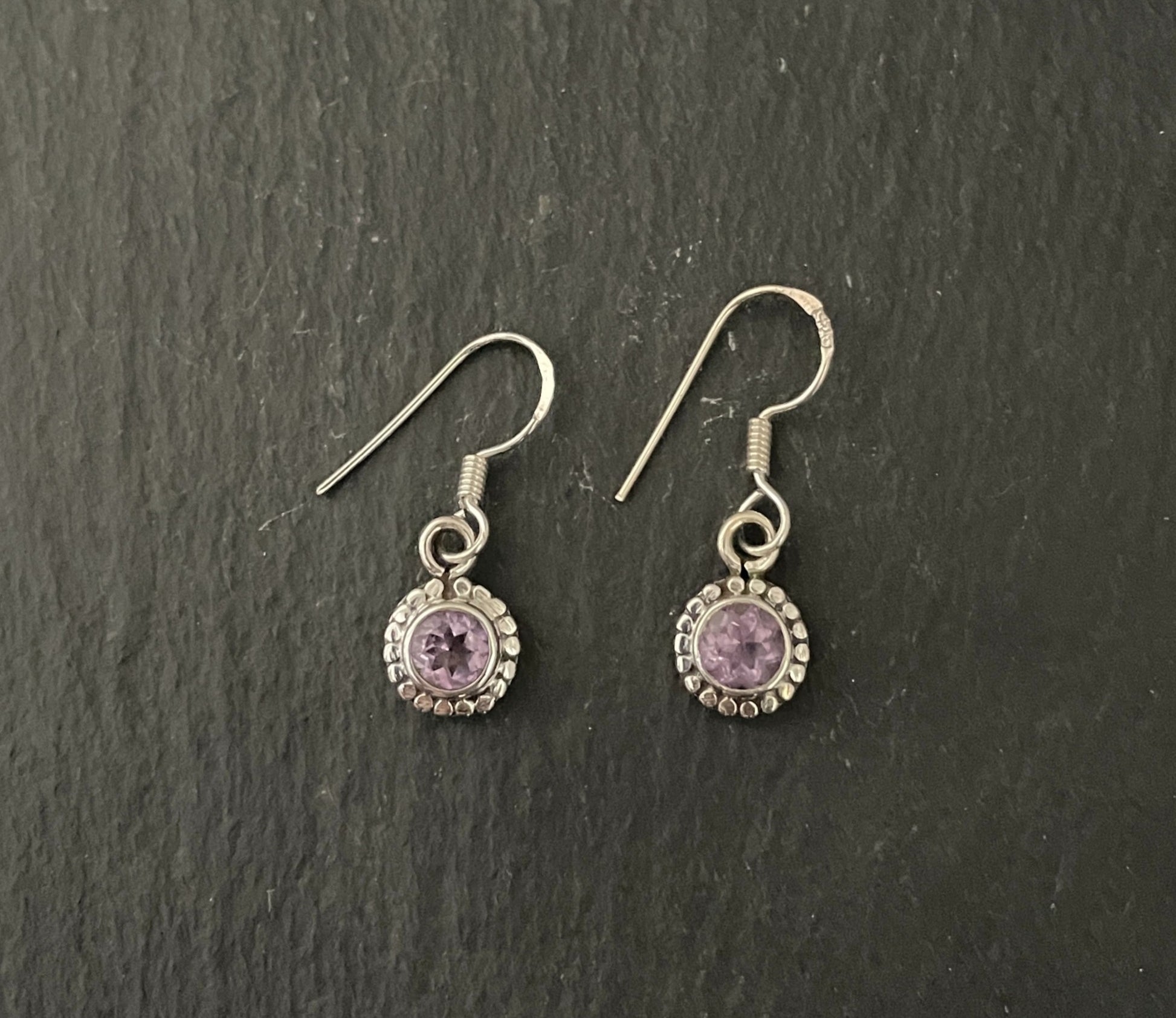 Amethyst and Silver Round Earrings image 0