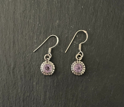 Amethyst and Silver Round Earrings image 0