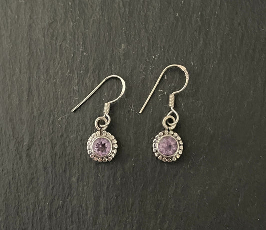 Amethyst and Silver Round Earrings image 0