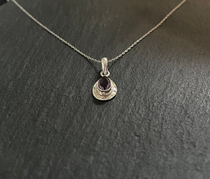 Amethyst and Silver Teardrop Pendant image 1