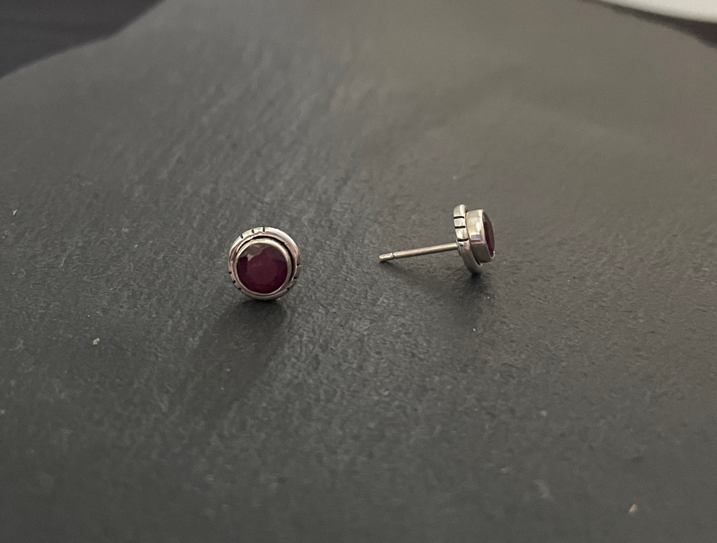 Round Ruby Studs image 1