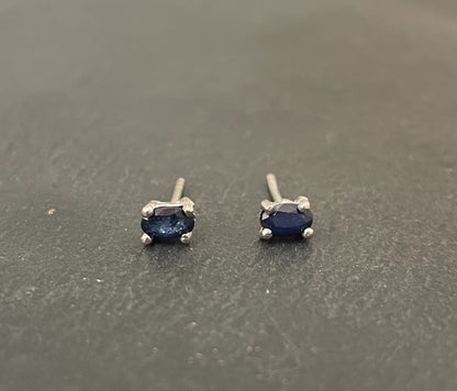 Small Oval Sapphire Studs image 0