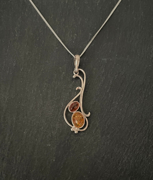 Amber and Silver Pendant image 0