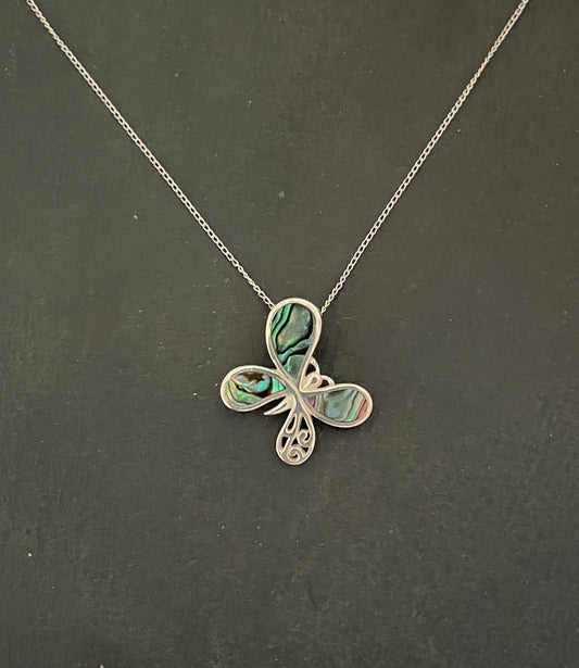 Paua Shell Butterfly Pendant image 0