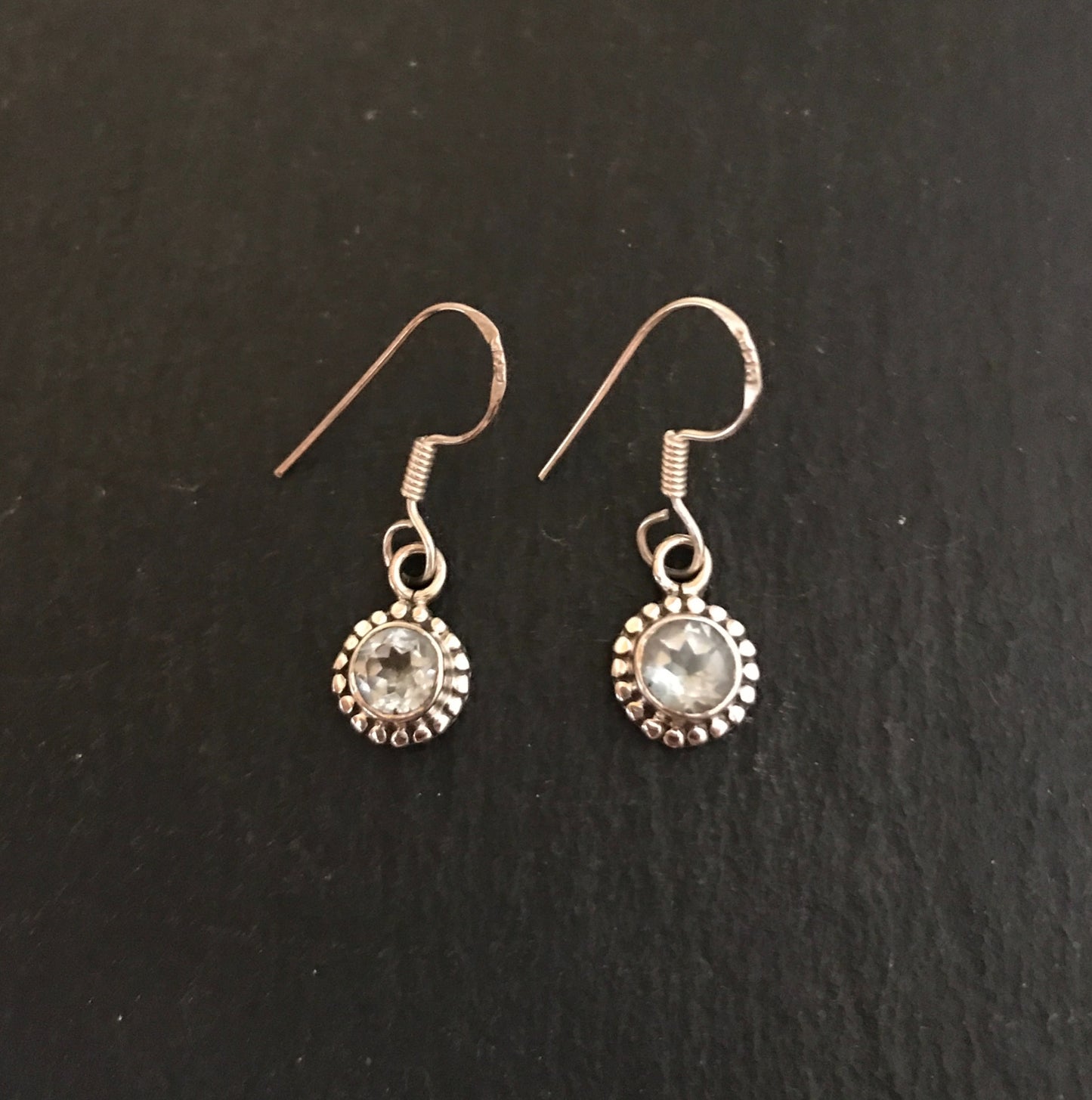 Blue Topaz and Silver Round Drop Earrings image 0