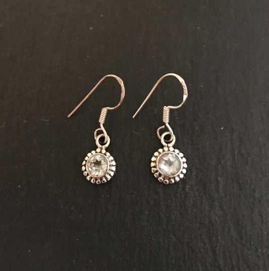 Blue Topaz and Silver Round Drop Earrings image 0